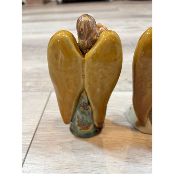 Stoneware Angel Figurines Fall Autumn Decor Set of 3 - Picture 3 of 9